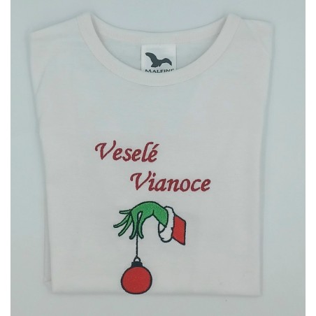 Vianočný detský vyšívaný textil Grinch