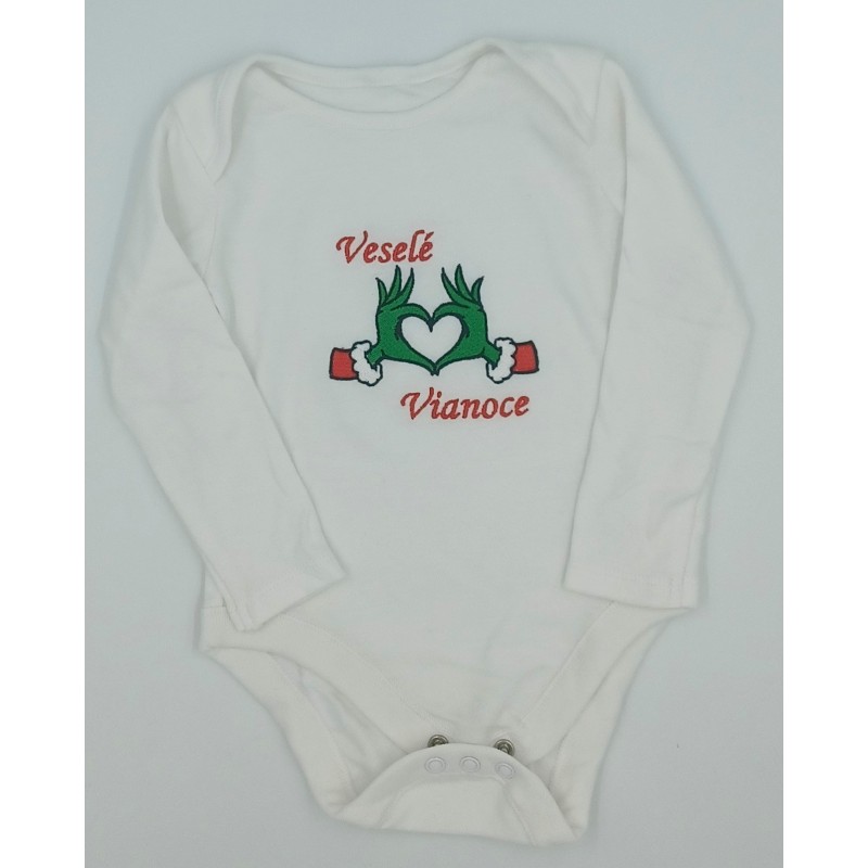 Vianočný detský vyšívaný textil Grinch 1