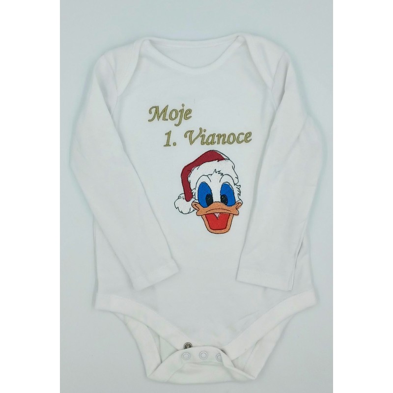 Vianočný detský vyšívaný textil Káčer Donald