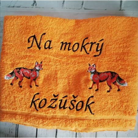 Osuška s motívom líšiek a s venovaním