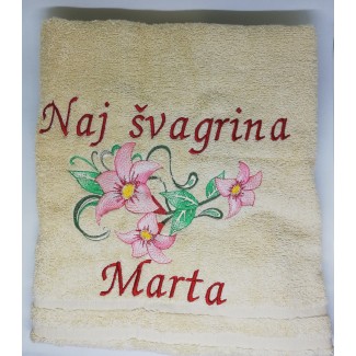 Osuška s kvetom a s venovaním