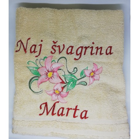 Osuška s kvetom a s venovaním