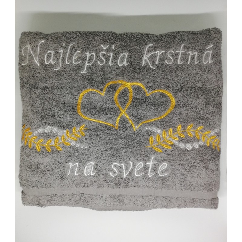 Osuška so srdiečkovým motívom a s venovaním
