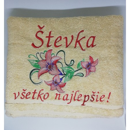 Osuška s kvetom a s venovaním
