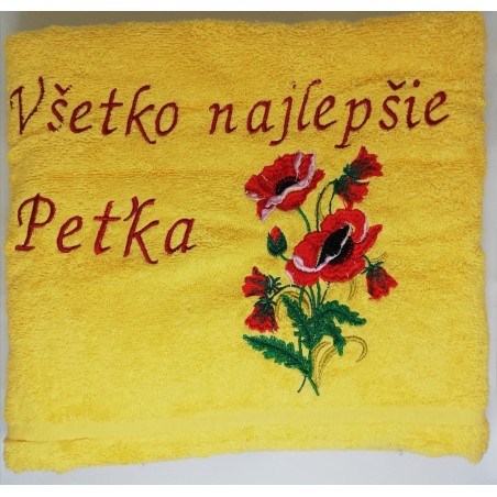 Osuška s motívom vlčích makov a s venovaním